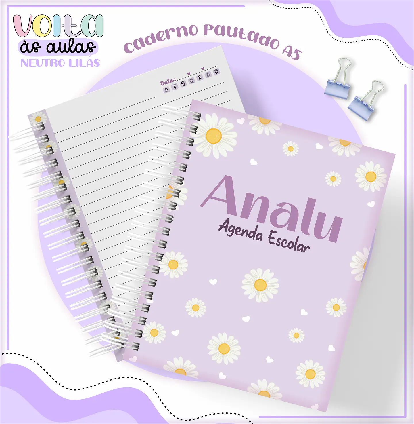Arquivo Encadernação Kit Escolar Margarida Lilás - LINA CRIATIVA 10