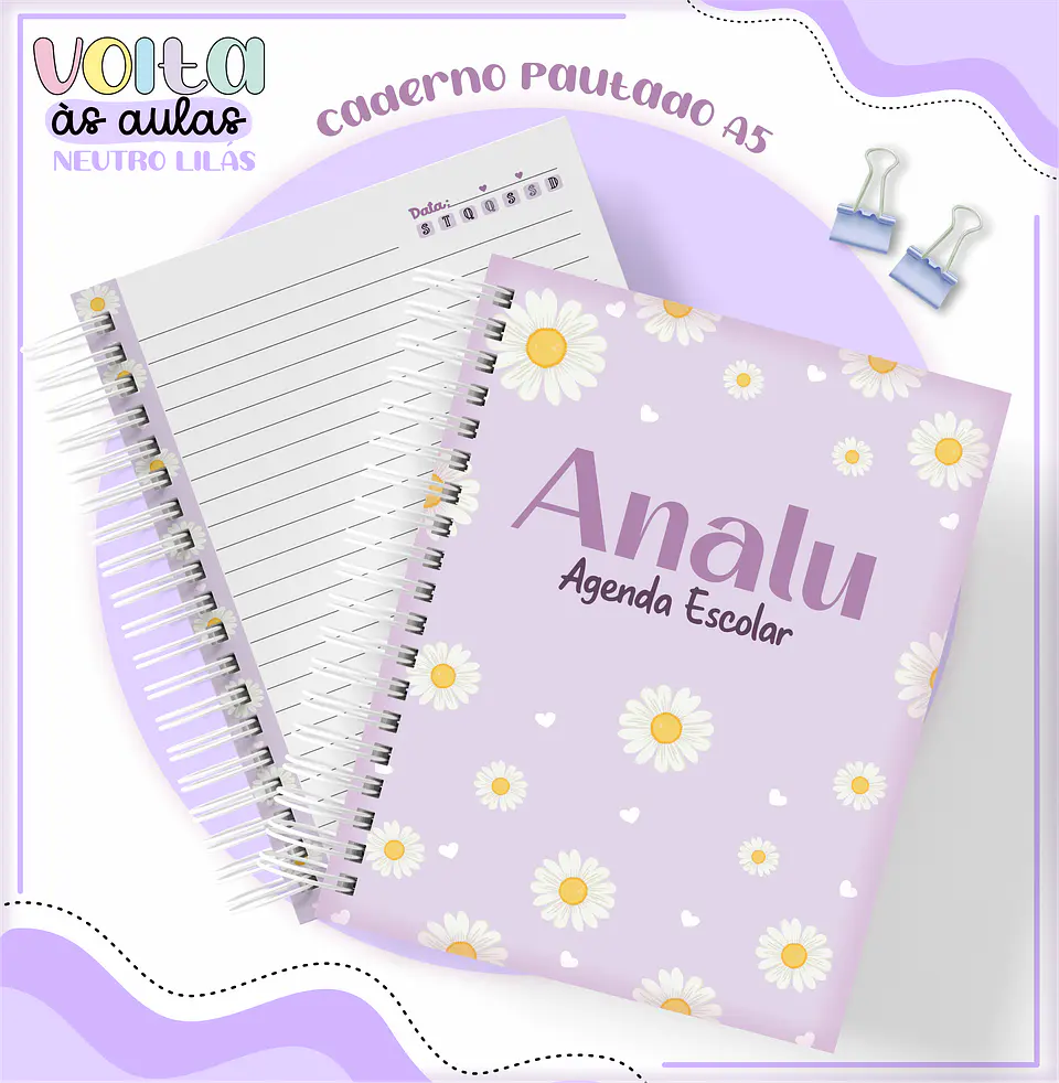 Arquivo Encadernação Kit Escolar Margarida Lilás - LINA CRIATIVA 10