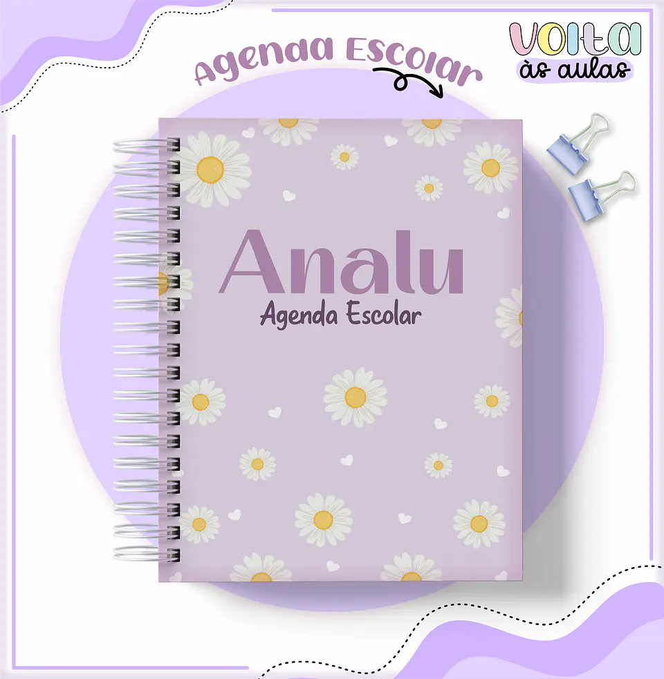 Arquivo Encadernação Kit Escolar Margarida Lilás - LINA CRIATIVA 11