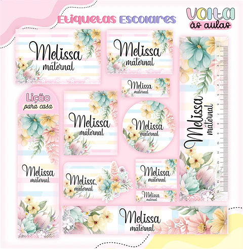 Arquivo Etiqueta Escolar Floral - Lina
