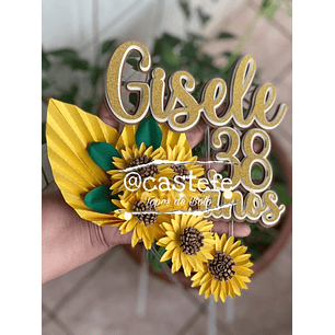 Arquivo de Corte Topo de bolo Girassol Plisado