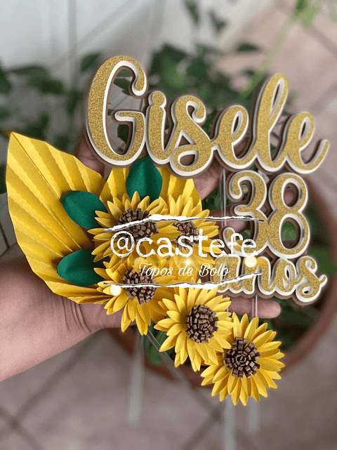 Arquivo de Corte Topo de bolo Girassol Plisado