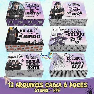 Arquivo de corte caixa 6 doces pascoa wandinha