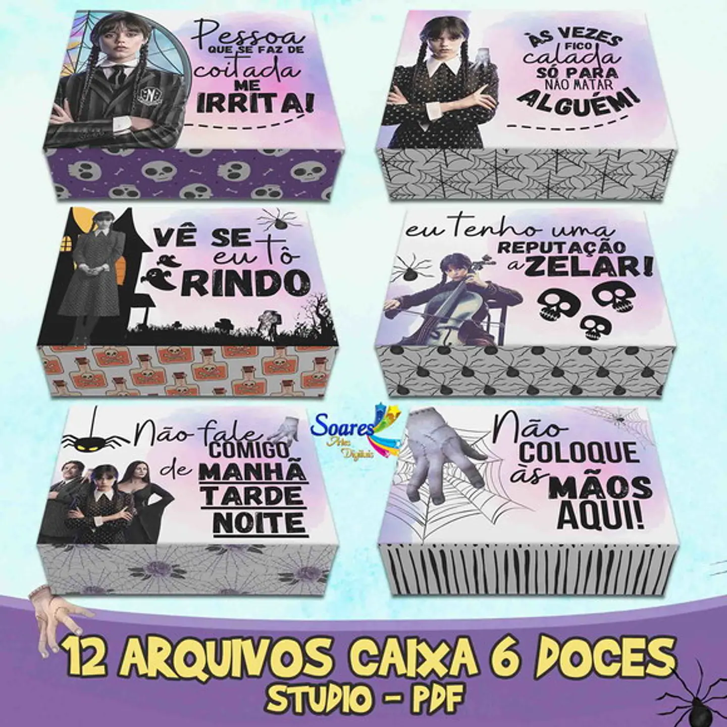 Arquivo de corte caixa 6 doces pascoa wandinha 1