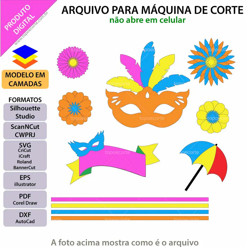 arquivo de corte topo de bolo máscaras de carnaval 1