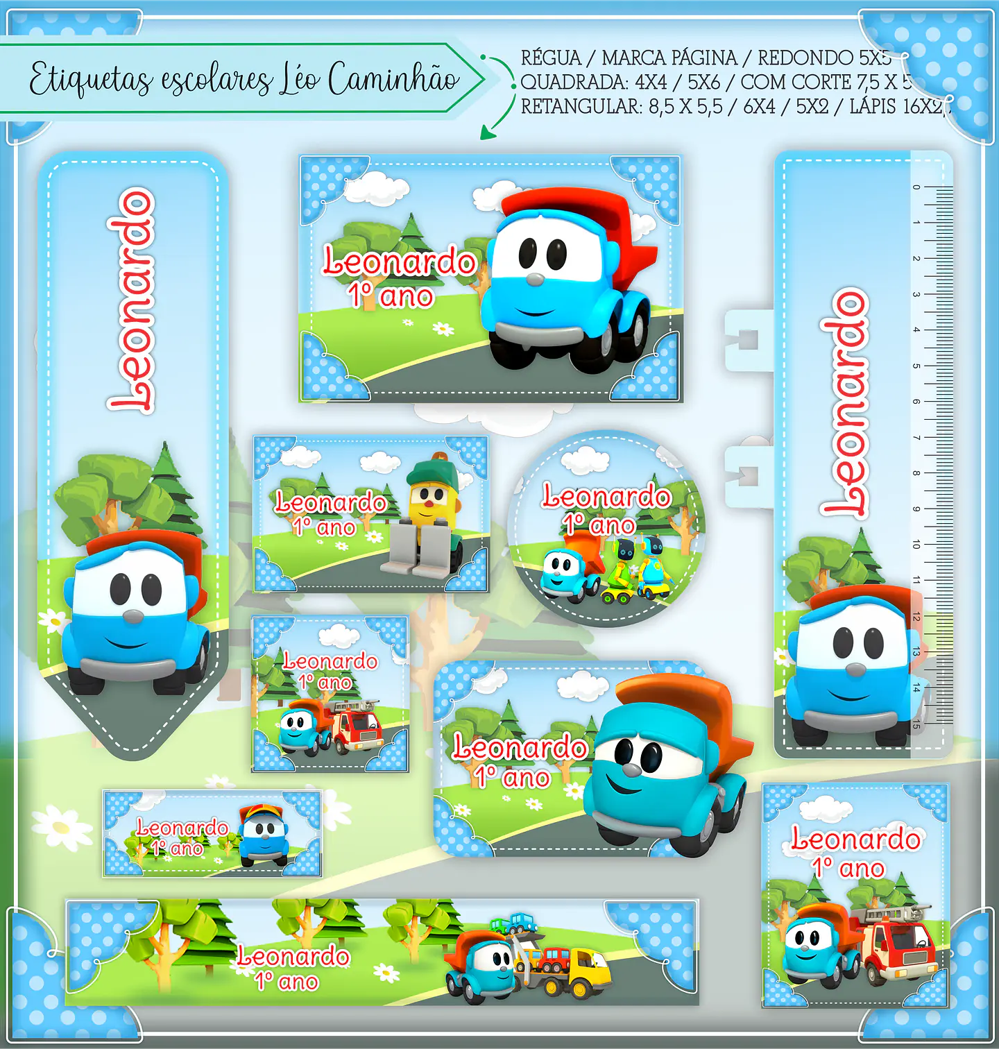 Arquivo Etiqueta Escolar Leo o Caminhão 1