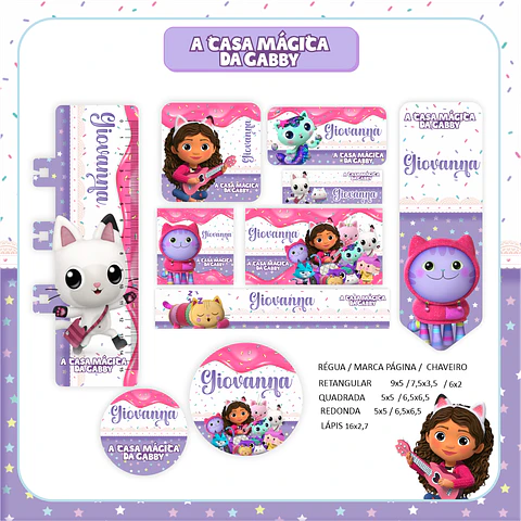 Arquivo Etiqueta Escolar Casa Mágica da Gabby