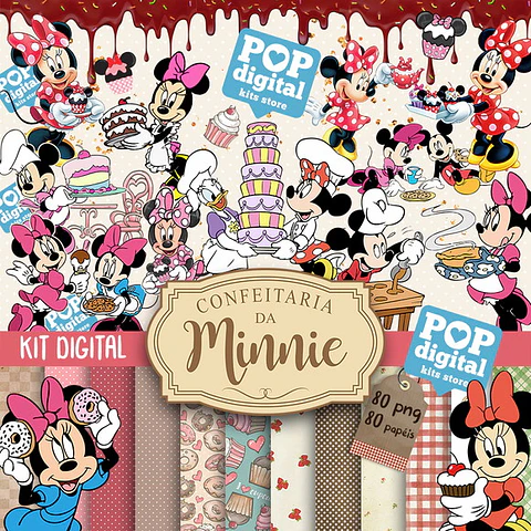 kit digital minnie confeitaria