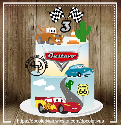 Arquivo de Corte Topo de Bolo Carros Disney - em camadas