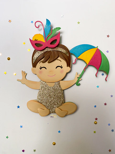 Arquivo Topo de Bolo Carnaval Bebê Menina Frevo