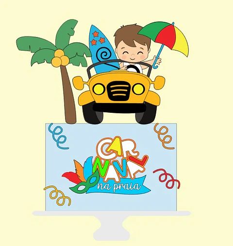 Arquivo Topo de Bolo Carnaval Menino Praia - Em camada