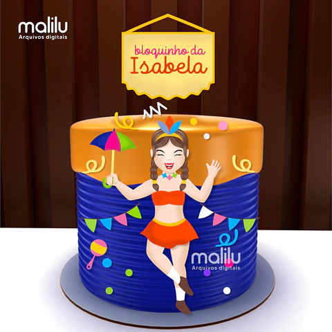 Arquivo Topo de Bolo Carnaval Menina Passista- camada