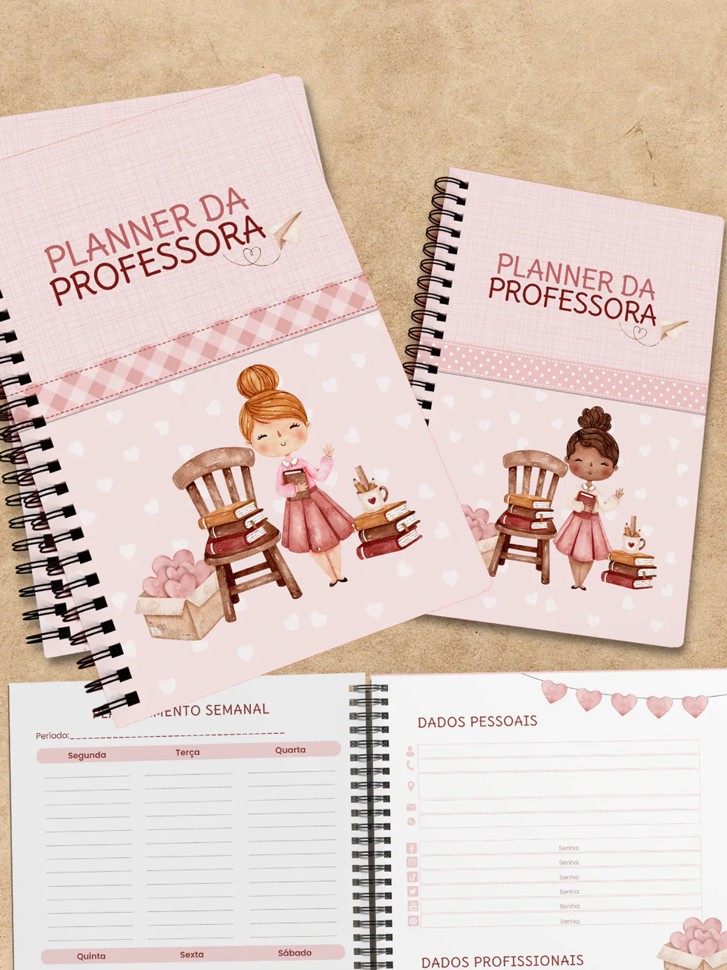 Arquivo Encadernação Planner da Professora 2024 / 2025 - Amora Kraft 2