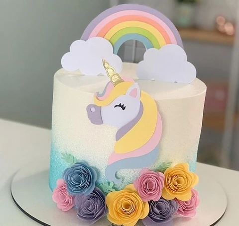 Arquivo de corte topo de bolo unicornio e arco irís