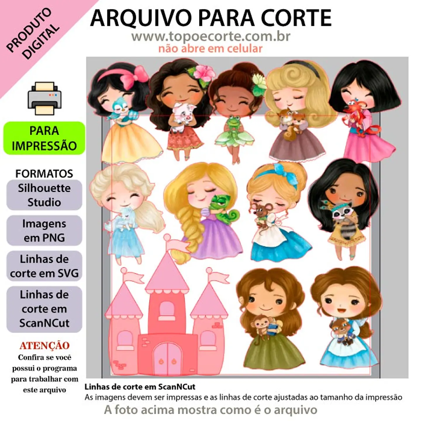 Arquivo de Corte Topo Princesas Cute Baby 1