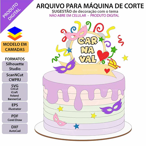 Arquivo Topo de Bolo Carnaval arco Pandeiro