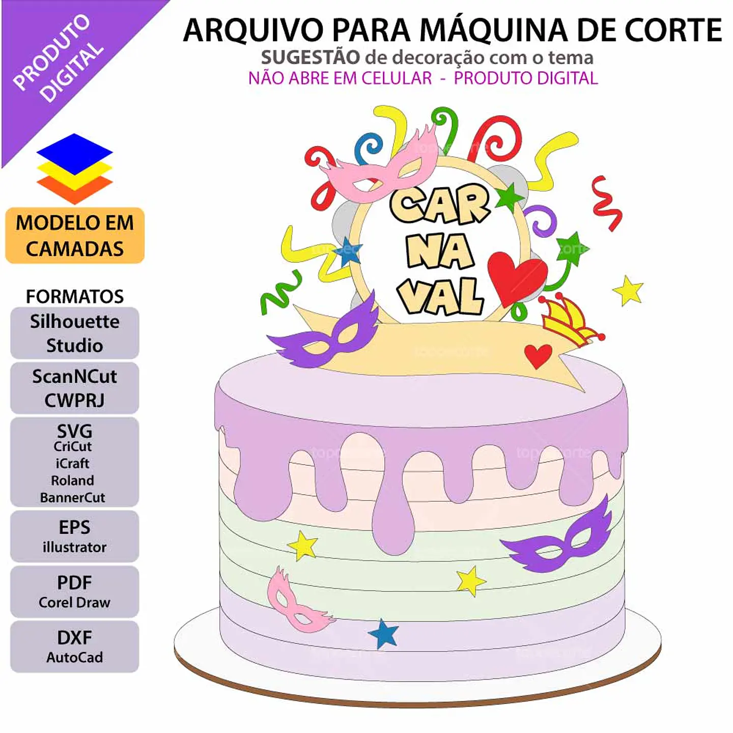 Arquivo Topo de Bolo Carnaval arco Pandeiro 1