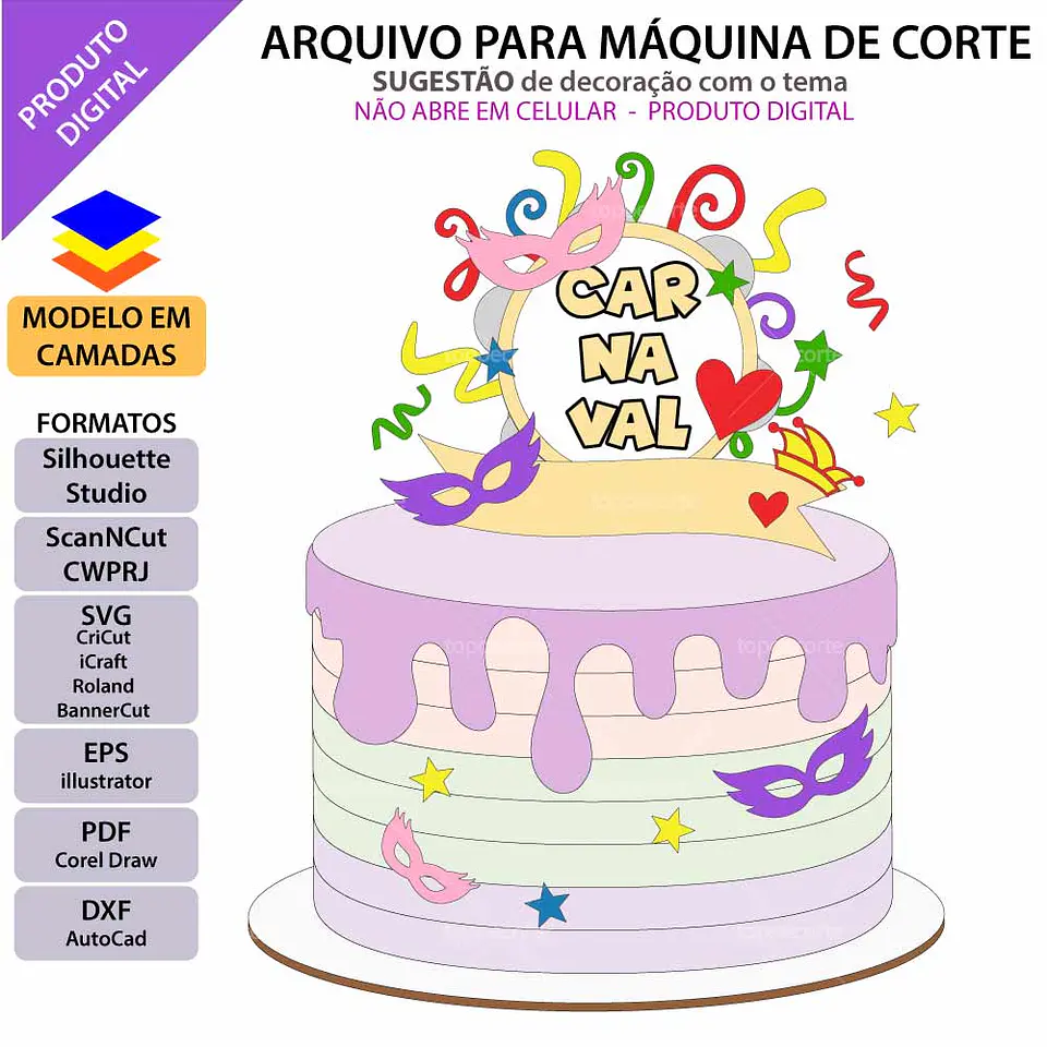 Arquivo Topo de Bolo Carnaval arco Pandeiro 1