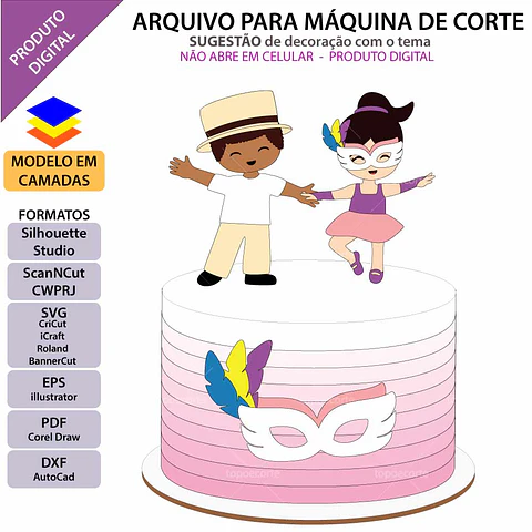 Arquivo Topo de Bolo Carnaval Casal