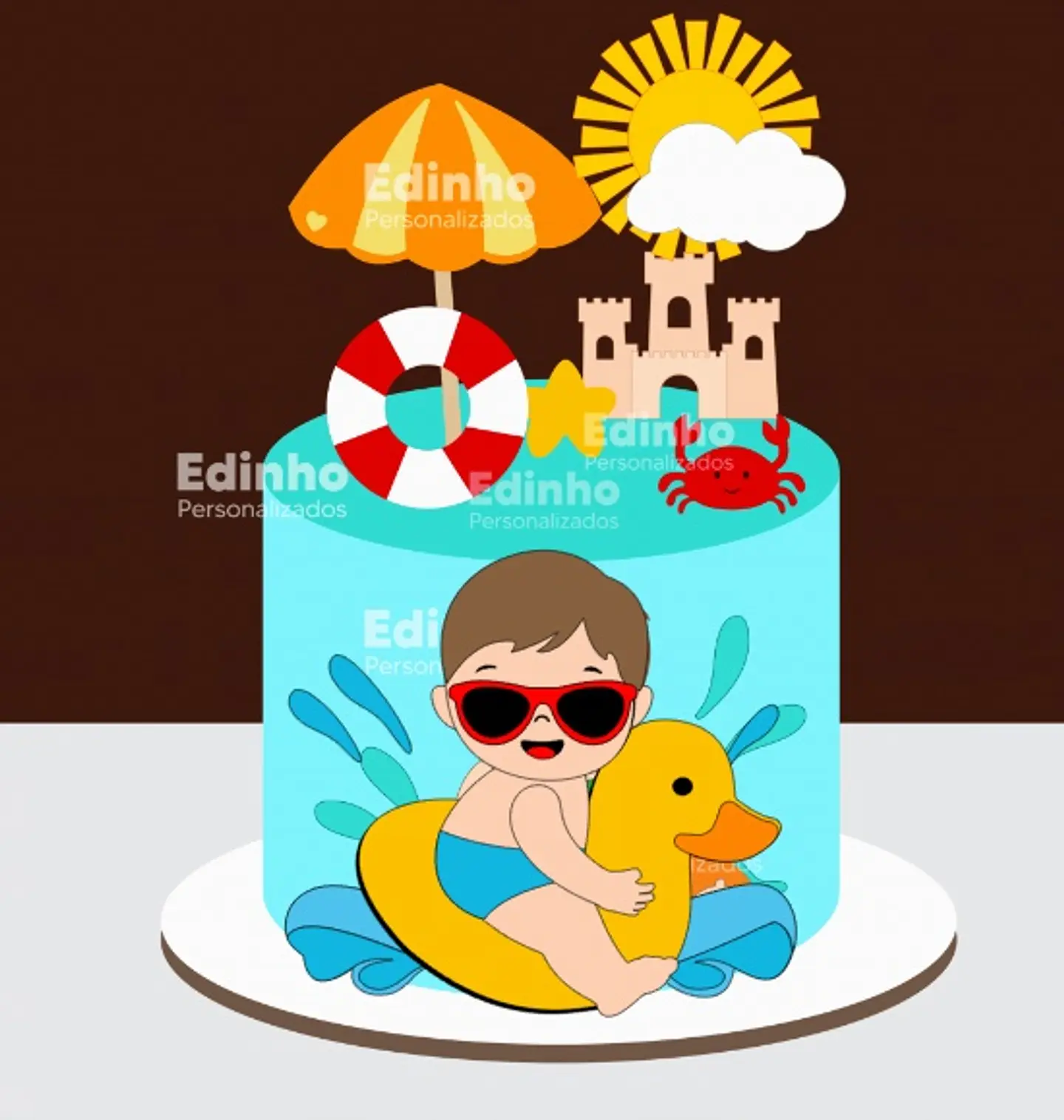 Arquivo Topo de Bolo Pool Party Menino no Patinho 1