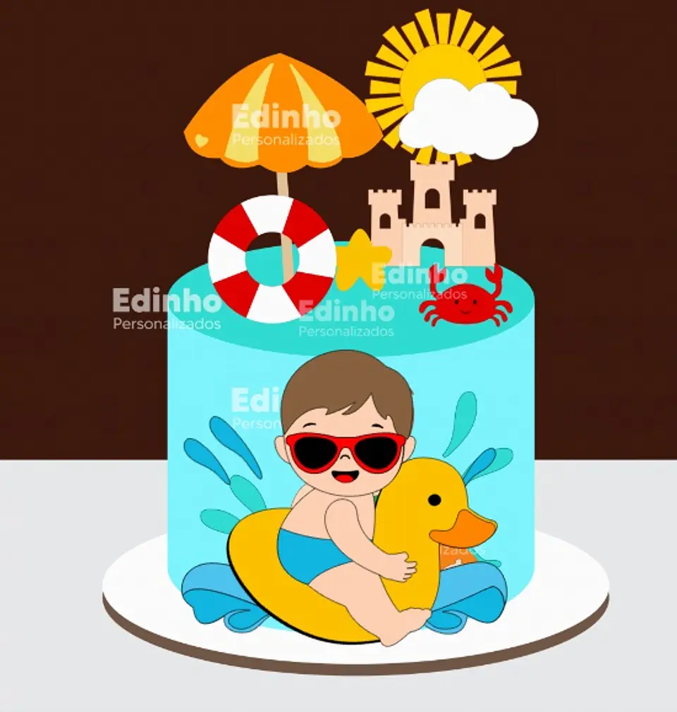Arquivo Topo de Bolo Pool Party Menino no Patinho 1