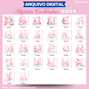 Kit Digital Alfabeto Coelhinho Rosa - Ilustracin