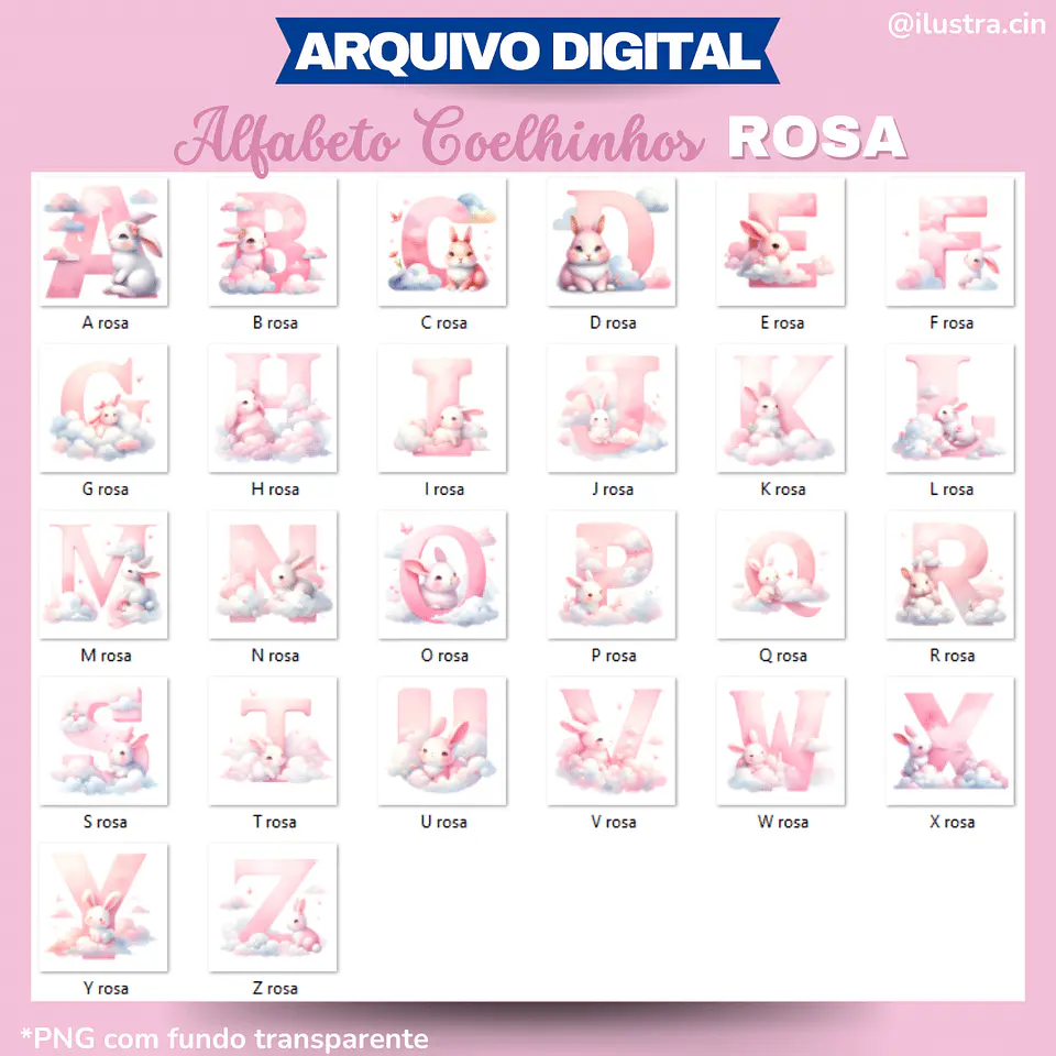 Kit Digital Alfabeto Coelhinho Rosa - Ilustracin 2