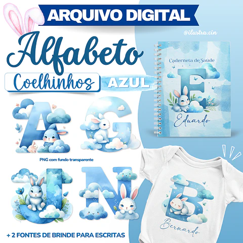 Kit Digital Alfabeto Coelhinho Azul - Ilustracin