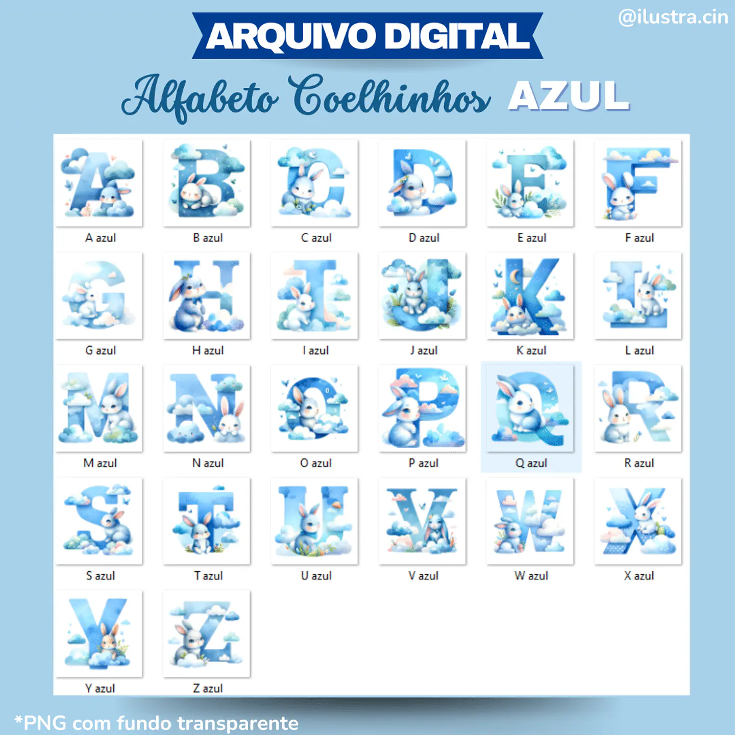 Kit Digital Alfabeto Coelhinho Azul - Ilustracin 2