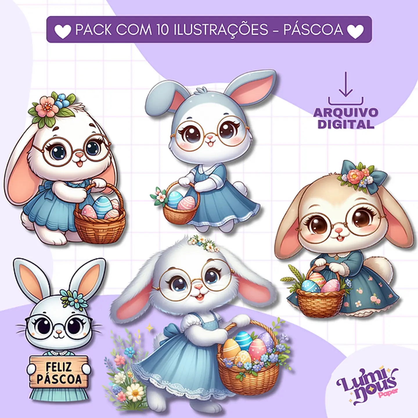 Kit Digital Coelhinhas da Páscoa - Luminous 1