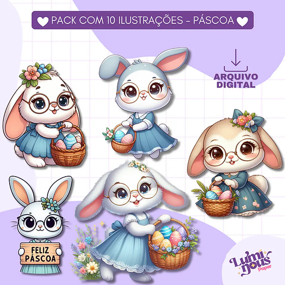 Kit Digital Coelhinhas da Páscoa - Luminous 1