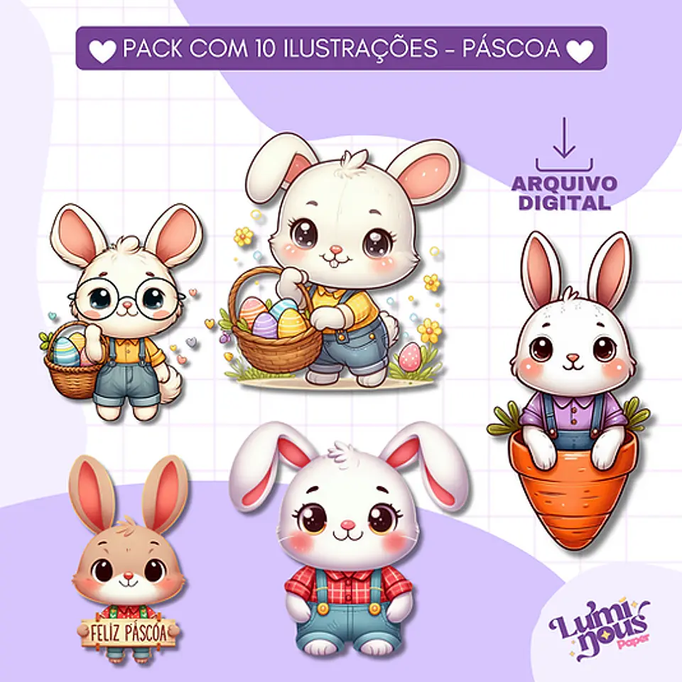Kit Digital Coelhinhos da Páscoa - Luminous 1