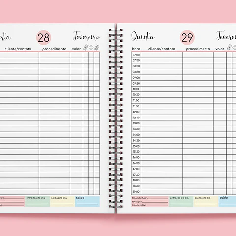 Arquivo agenda Marcação de clientes colorido - Tha moni