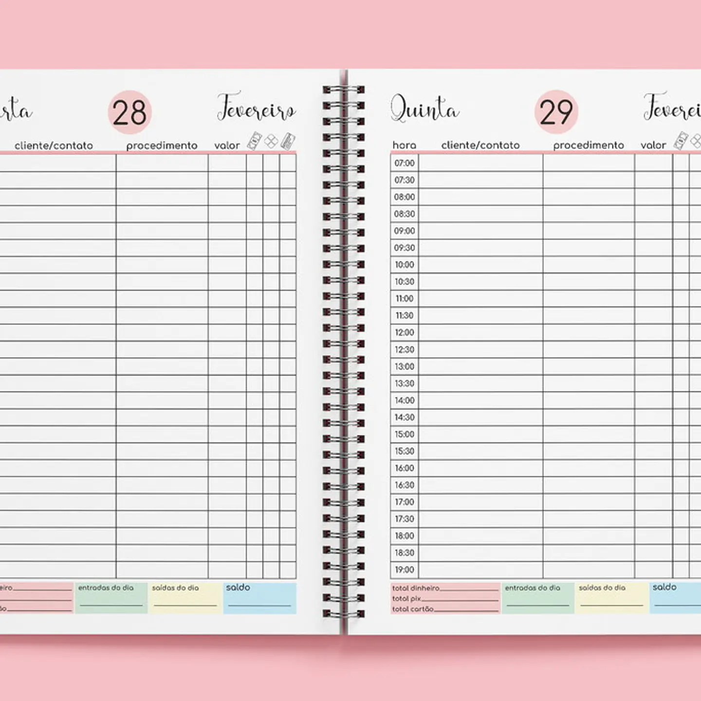 Arquivo agenda Marcação de clientes colorido - Tha moni 1