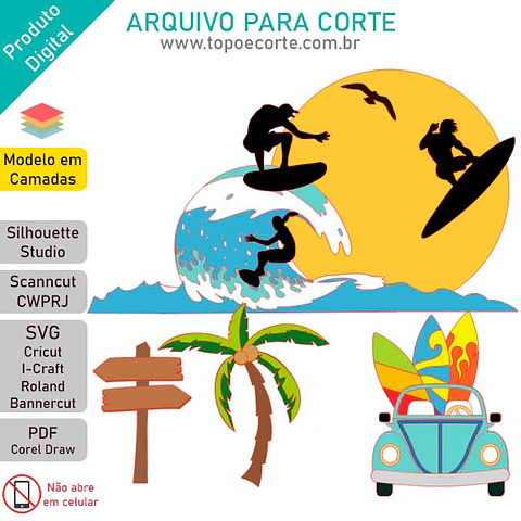 Arquivo de corte praia surf fusca