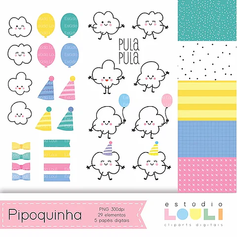 Kit digital cliparts pipoquinha