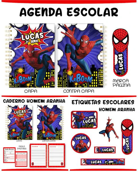 Arquivo encadernação escolar homem aranha