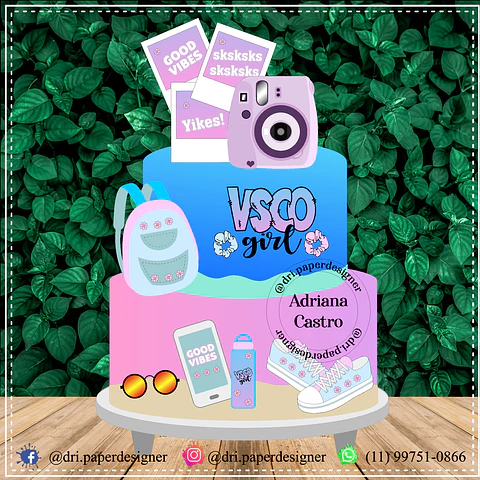 Arquivo de corte topo de bolo vsco girl