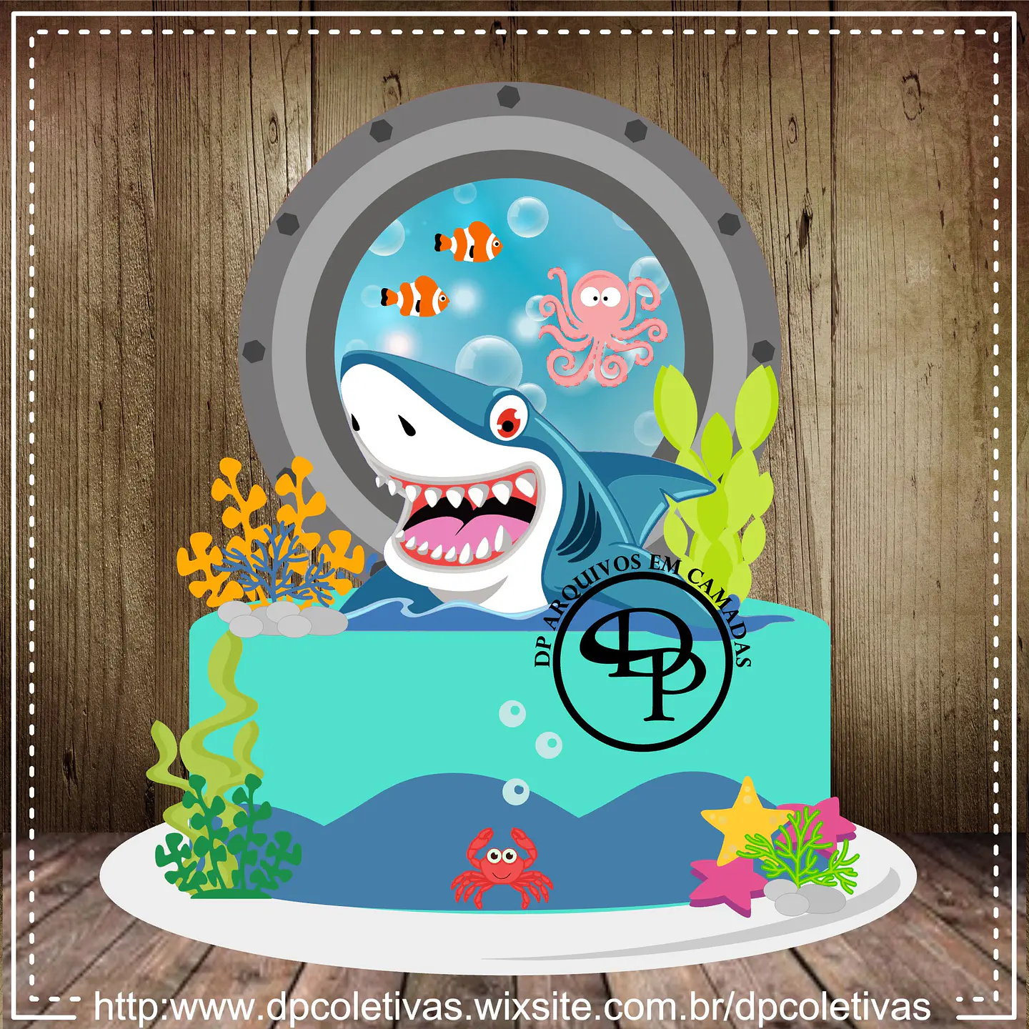 Arquivo de corte topo de bolo tubarão 1