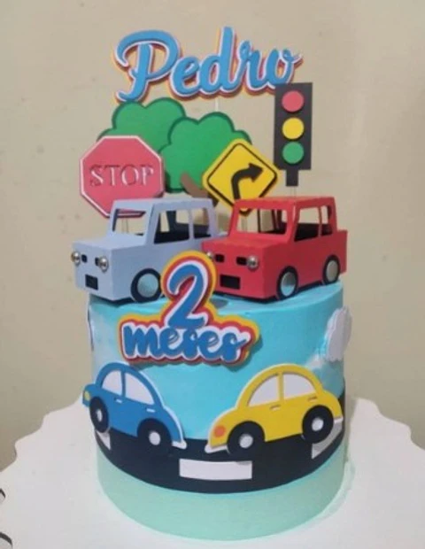 Arquivo de corte topo de bolo carrinhos 3d