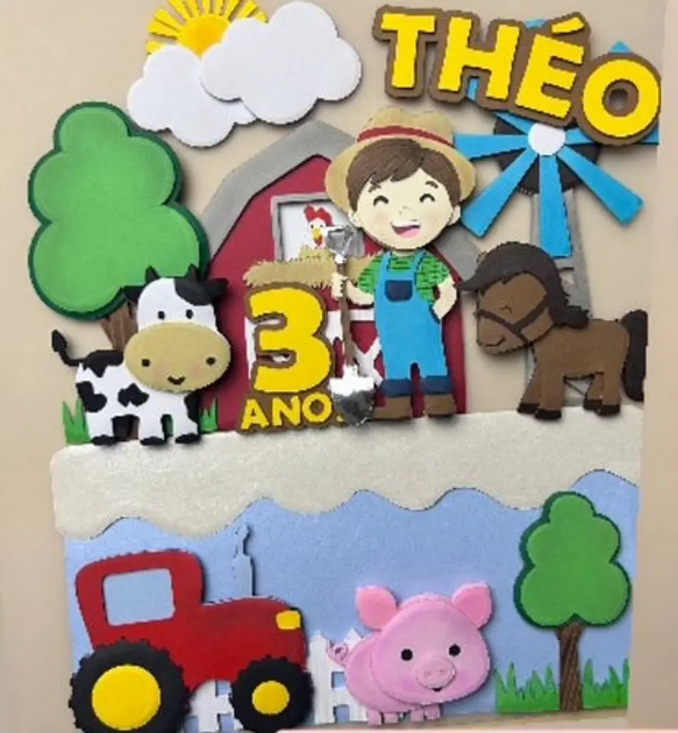 Arquivo de corte topo de bolo fazendinha 1