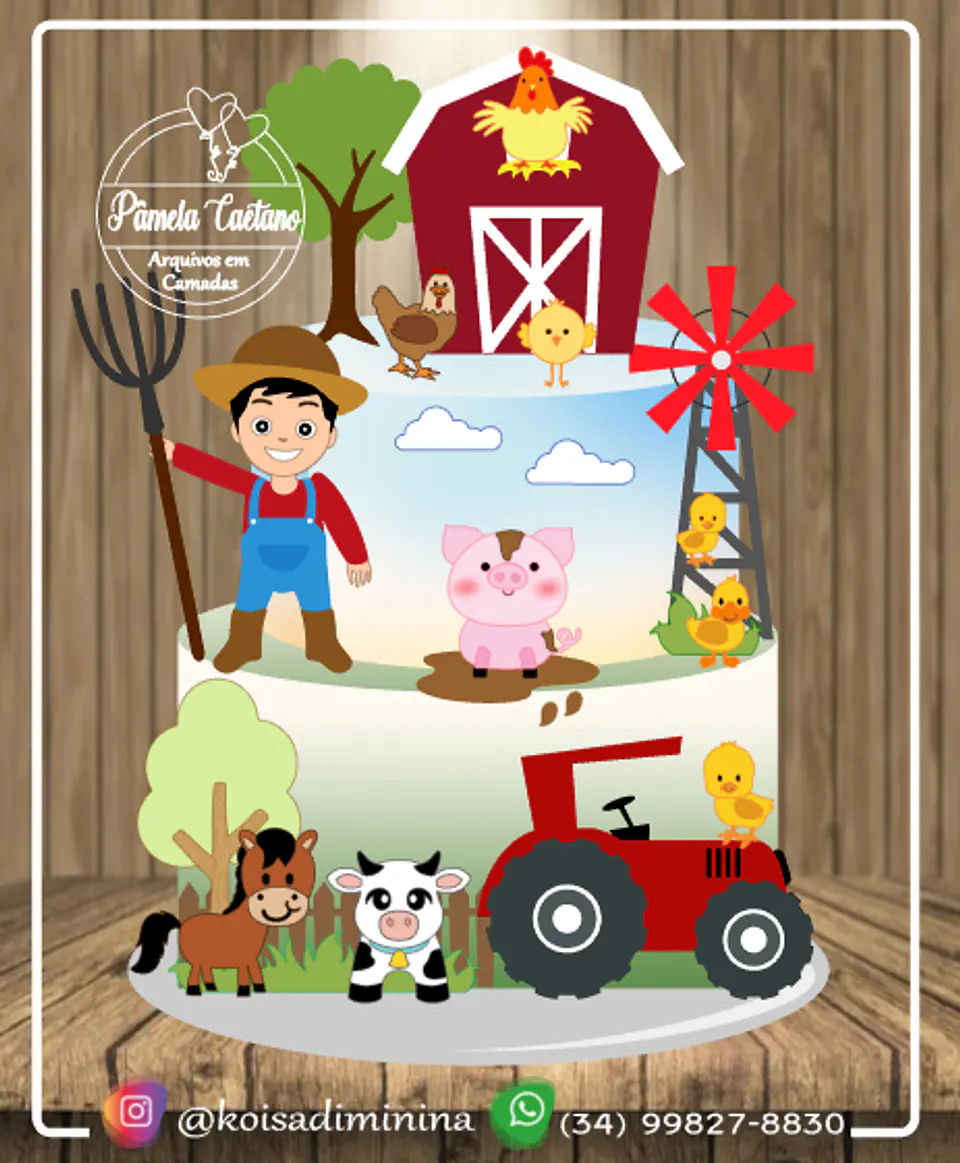Arquivo de corte topo de bolo fazendinha 1