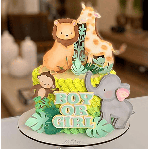 Arquivo de corte topo de bolo safari aquarela