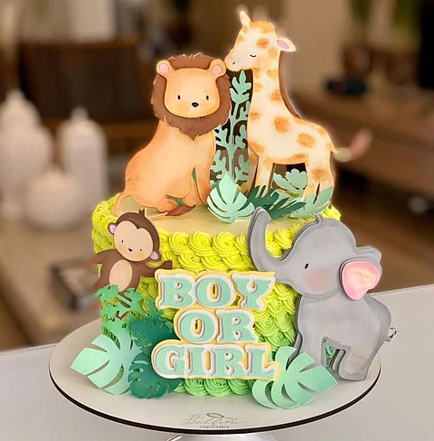 Arquivo de corte topo de bolo safari aquarela