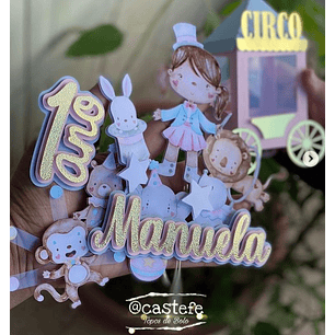 Arquivo de corte topo de bolo circo menina