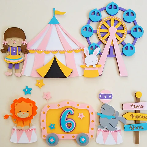 Arquivo de corte topo de bolo circo rosa