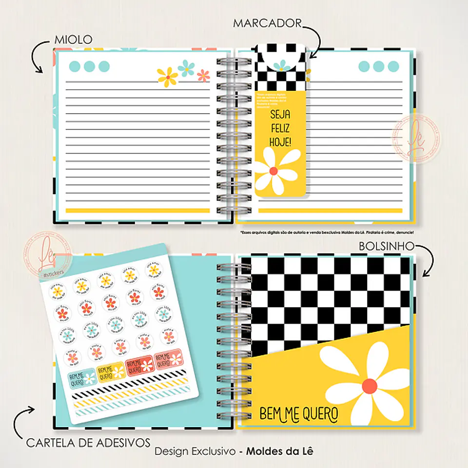 Caderno Pocket - Bem Me Quero - moldes da lê 2