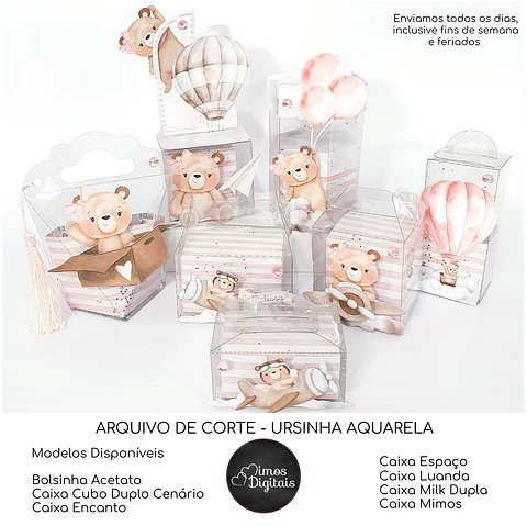 Arquivo Ursinha Aviador Rosa