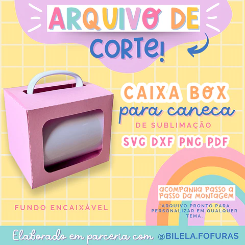 Arquivo de corte – caixa box para caneca – Ilustracin