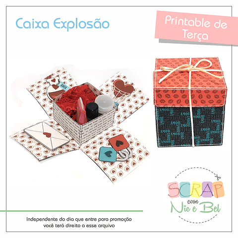 Arquivo de corte caixa explosão dia dos namorados